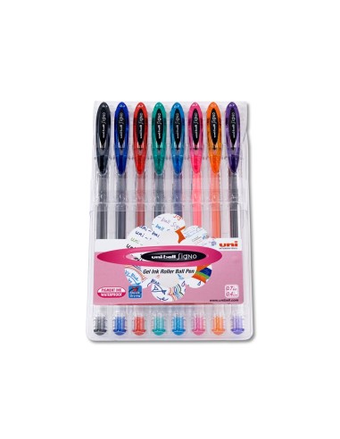 BOLIGRAFO UNI BALL UM-120 SIGNO 0,7 MM TINTA GEL ESTUCHE 8 COL