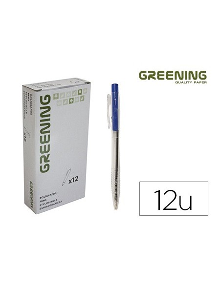 BOLIGRAFO RETRACTIL GREENING AZUL