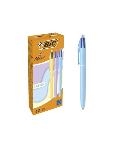 BOLIGRAFO BIC 4 PASTEL 1MM CAJA 12 UD.SURT.