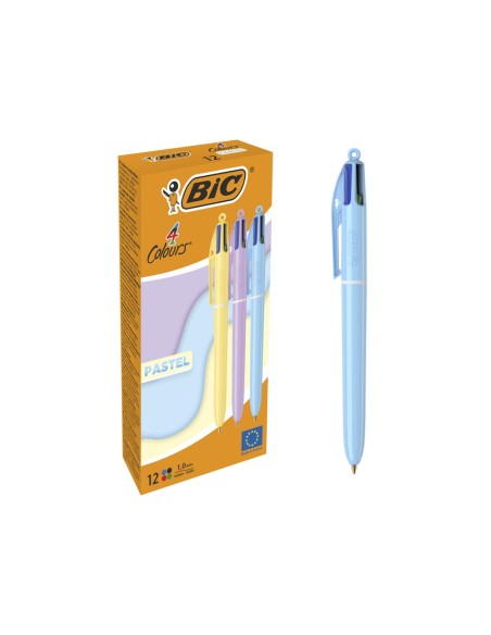 BOLIGRAFO BIC 4 PASTEL 1MM CAJA 12 UD.SURT.