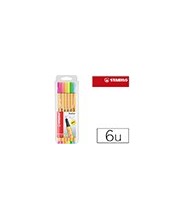 ROTULADOR STABILO FIBRA POINT 88 BLISTER 6 SURT.NEON 2
