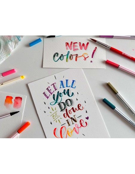 ROTULADOR STABILO ACUARELABLE PEN 68 BRUSH PUNTA PINCEL 12 UD.SURT.