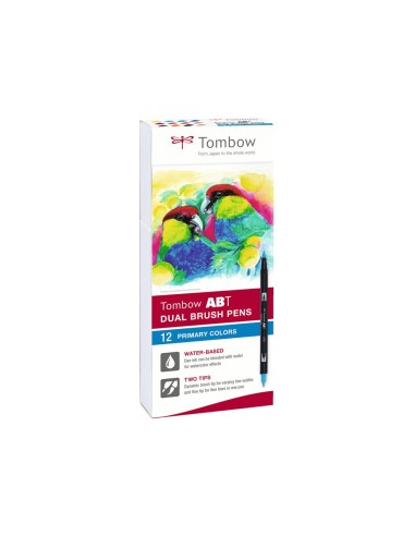 ROTULADOR TOMBOW ACUARELABLE DOBLE PUNTA PINCEL PRIMARIOS 12 UD.SURT.