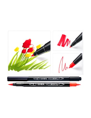 ROTULADOR LYRA AQUA BRUSH ACUARELABLE DOBLE TONOS PRIMARIOS 6 UD.