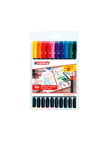 ROTULADOR EDDING PUNTA FIBRA 1200 CAJA 10 ROTULADORES PUNTA RED.0.5 M